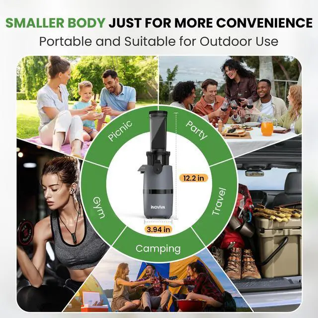 Alt view image 7 of 7 - _Mega Brand, Masticating Juicer Machines Compact, Slow Juicer with 70 RPM Low Speed, Juice Maker for Vegetable & Fruit, Portable Juice Extractor High Juice Yield & Easy to Clean, Grey
