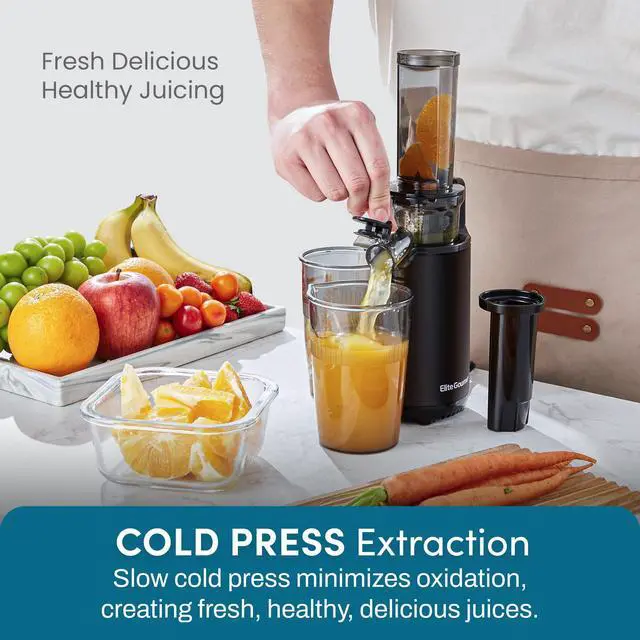 Alt view image 3 of 7 - _Mega Brand EJX600 Compact Small Space-Saving Masticating Slow Juicer Cold Press Juice Extractor, Nutrient and Vitamin Dense, BPA-Free Tritan, Easy to Clean, 16 oz Juice Cup, Charcoal Grey