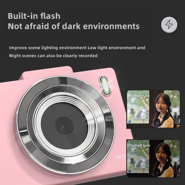 Alt view image 3 of 7 - _Mega Brand 4K Digital Camera Portable Digital Video Camera CCD Camera 48MP 2.8 Inch IPS Screen Anti-Shake 16X Zoom Auto Focus with Flash Battery Birthday for Teens Students Friends