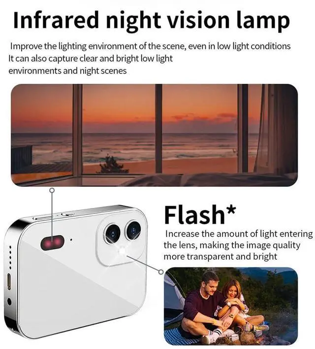 Alt view image 6 of 7 - _Mega Brand 4K CCD Digital Camera 64MP Digital Flash Video Camera with Touch Screen 16X Digital Zoom IR Night Vision Camera White