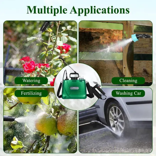 Alt view image 5 of 7 - _Mega Brand Battery Powered Sprayer 2 Gallon, Garden Sprayer with Upgraded Electric Rechargeable Handle, 5 Mist Nozzles, Transparent Tank with Scale Mark, Suitable for Lawn, Garden