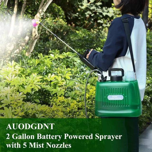 Alt view image 7 of 7 - _Mega Brand Battery Powered Sprayer 2 Gallon, Garden Sprayer with Upgraded Electric Rechargeable Handle, 5 Mist Nozzles, Transparent Tank with Scale Mark, Suitable for Lawn, Garden