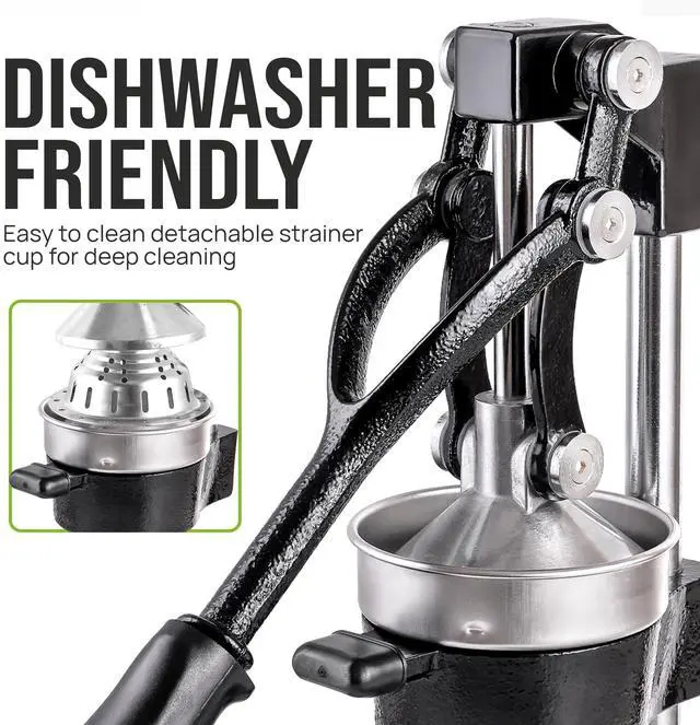 Alt view image 6 of 7 - _Mega Brand Cast-Iron Orange Juice Squeezer - Easy-to-Clean, Heavy-Duty, Professional Citrus Juicer - Stainless Steel Lemon Squeezer - Manual Citrus Press & Orange Squeezer - Orange Juicer (Black)