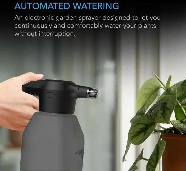Alt view image 2 of 6 - _Mega Brand  Automatic Sprayer, 2L Portable Electric Spray Bottle, USB Rechargeable with Adjustable Nozzle Spout for Plants Fertilizing Gardening and Cleaning (Graphite)