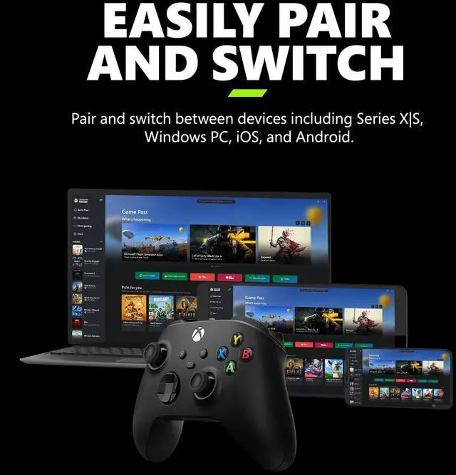 Alt view image 3 of 3 - _Mega Brand Wireless Gaming Controller (2025)  Carbon Black  Play on _Mega Brand, Windows, Android, iOS, FireTV Sticks, Smart TVs, VR Headsets