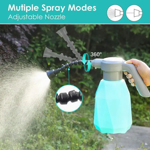 Alt view image 5 of 7 - _Mega Brand 0.5 Gallon Electric Spray Bottle Plant Mister for Indoor/Outdoor Plants, 2L Automatic Watering Can Rechargeable Battery Powered Sprayer with Adjustable Spout for Garden, Fertilizing,