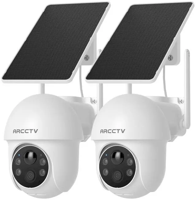 Main image of _Mega Brand Solar Security Cameras Wireless Outdoor, 4MP 360° View Battery Powered Outdoor Camera, Night Vision with Spotlight, 2-Way Audio, PIR Motion Sensor, 2.4G/5G Dual Band WiFi (2 Pack)