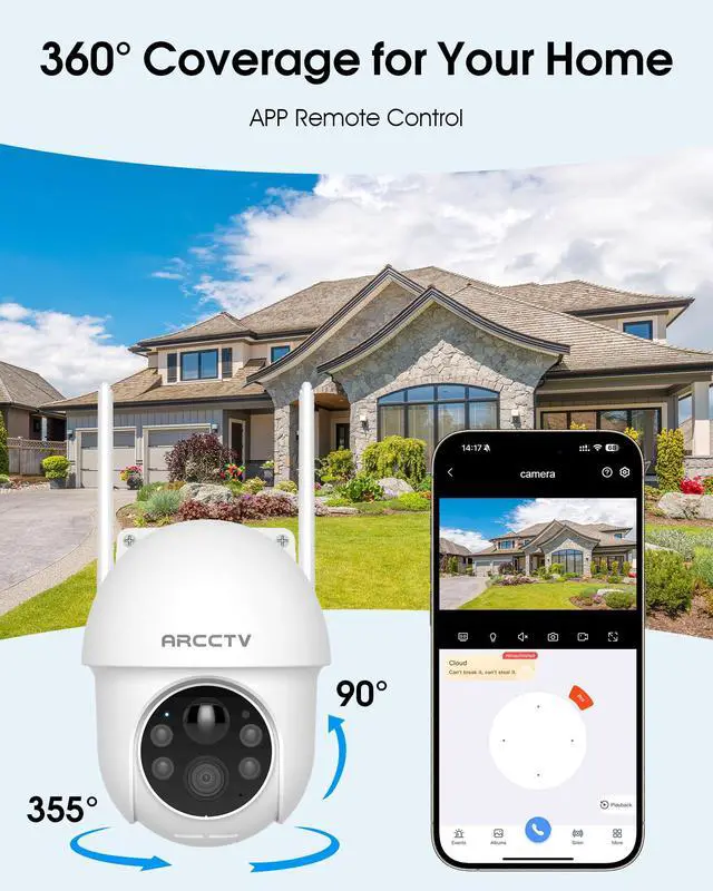 Alt view image 4 of 7 - _Mega Brand Solar Security Cameras Wireless Outdoor, 4MP 360° View Battery Powered Outdoor Camera, Night Vision with Spotlight, 2-Way Audio, PIR Motion Sensor, 2.4G/5G Dual Band WiFi (2 Pack)