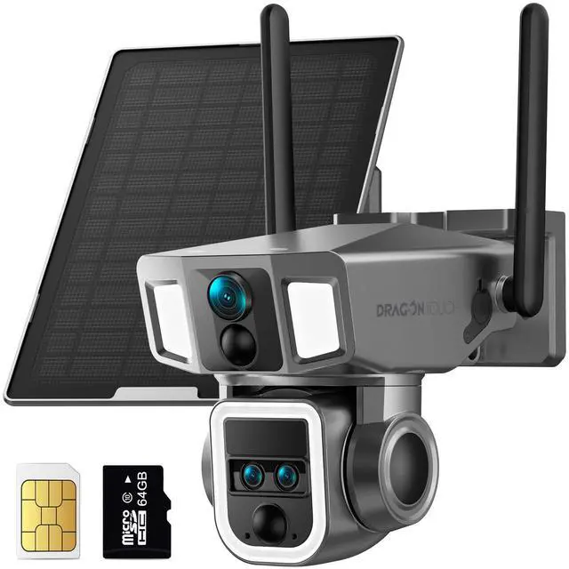 Main image of _Mega Brand 4G LTE Cellular Security Camera, 4K Wireless Outdoor Solar Camera 12000mAh, 4G or WiFi Duo-Mode, 10x Optical Zoom, 360° Pan and Tilt AI Tracking, with SIM Card, IP66 Weather-Resistant