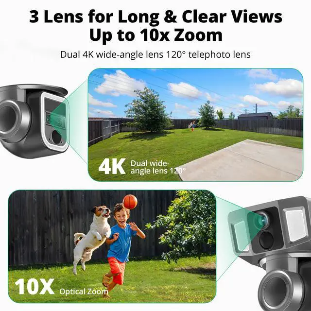 Alt view image 2 of 7 - _Mega Brand 4G LTE Cellular Security Camera, 4K Wireless Outdoor Solar Camera 12000mAh, 4G or WiFi Duo-Mode, 10x Optical Zoom, 360° Pan and Tilt AI Tracking, with SIM Card, IP66 Weather-Resistant