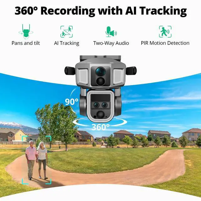 Alt view image 5 of 7 - _Mega Brand 4G LTE Cellular Security Camera, 4K Wireless Outdoor Solar Camera 12000mAh, 4G or WiFi Duo-Mode, 10x Optical Zoom, 360° Pan and Tilt AI Tracking, with SIM Card, IP66 Weather-Resistant