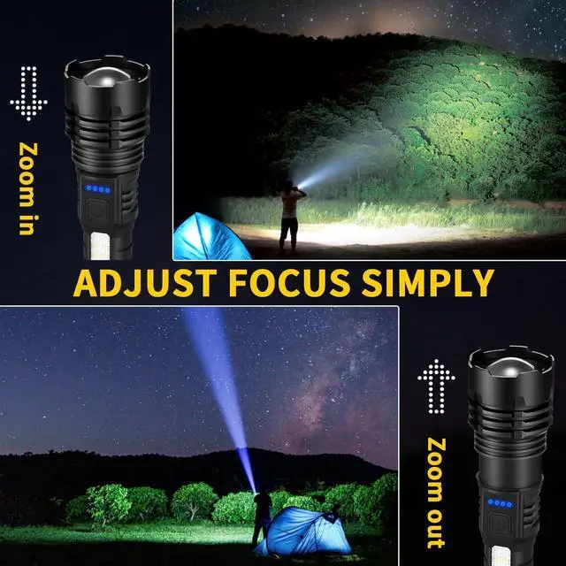 Alt view image 3 of 7 - ZioeYiue Rechargeable Flashlights High Lumens, 7Mode Super Bright Flashlight Powerful, Adjustable Tactical Flash Light High Powered, LED Flashlights for Home Emergency Hunting Camping Essentials Gear