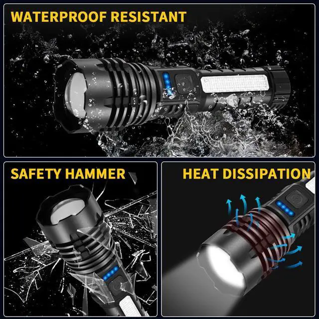 Alt view image 6 of 7 - ZioeYiue Rechargeable Flashlights High Lumens, 7Mode Super Bright Flashlight Powerful, Adjustable Tactical Flash Light High Powered, LED Flashlights for Home Emergency Hunting Camping Essentials Gear