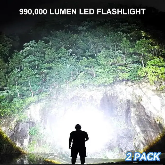 Alt view image 2 of 7 - _Mega Brand Rechargeable Flashlights High Lumens, 90,000 Lumens Super Bright Flashlights with 5 Modes, Waterproof Powerful Flash Light Multifunctional Flashlights for Home Camping Hiking(2 Pack)