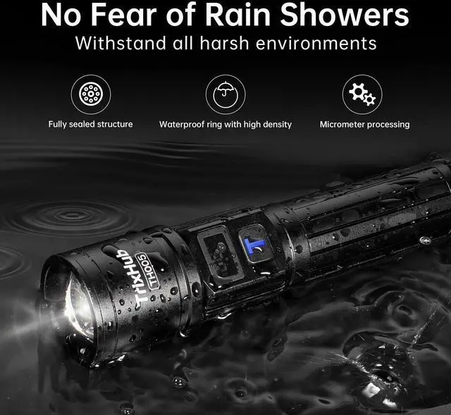 Alt view image 7 of 7 - _Mega Brand Rechargeable Flashlights 2 Pack, Super Bright High Lumens Flash Light, 5 Modes Zoomable Linternas with LCD Digital Display, Powerful Handheld LED Flashlights for Emergencies Camping