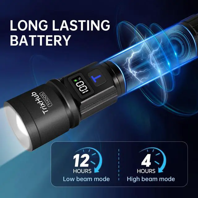 Alt view image 4 of 7 - _Mega Brand Rechargeable Flashlights 2 Pack, Super Bright High Lumens Flash Light, 5 Modes Zoomable Linternas with LCD Digital Display, Powerful Handheld LED Flashlights for Emergencies Camping