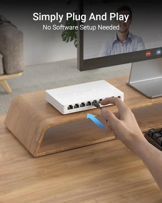 Alt view image 5 of 6 - 2.5Gb Switch, 8 Port Network Switch 2.5 Gigabit, Unmanaged Ethernet Switch for Game Console, NAS, PC, Computer Networking Switch Plug & Play Fanless, Desktop Wall Mount, Lifetime Protection