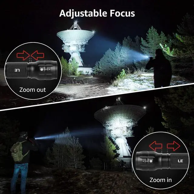 Alt view image 3 of 7 - Lighting EVER LED Flashlights High Lumens, Small Flashlight, Waterproof, Adjustable Focus Flash Light for Outdoor, Emergency, AAA Batteries Included, Tactical & Camping Accessories