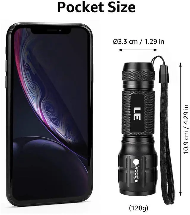 Alt view image 4 of 7 - Lighting EVER LED Flashlights High Lumens, Small Flashlight, Waterproof, Adjustable Focus Flash Light for Outdoor, Emergency, AAA Batteries Included, Tactical & Camping Accessories