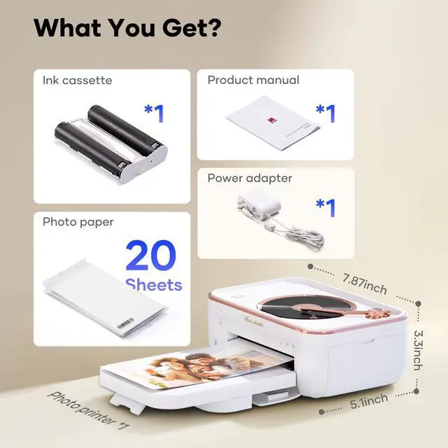 Alt view image 2 of 7 - _Mega Brand 4x6'' Photo Printer with 20 Sheets Photo Paper & 1 Cartridge, Portable Instant Photo Printer for iPhone Android, Thermal Dye Sublimation, Wi-Fi Picture Printer