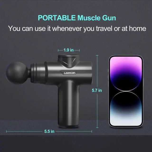 Alt view image 2 of 6 - _Mega Brand Mini Massage Gun,Portable Deep Tissue Muscle Fashion Back Massager, Handheld Percussion Massager for Pain Relief with 6 Intensities, 4 Heads, Gifts for Men and Women