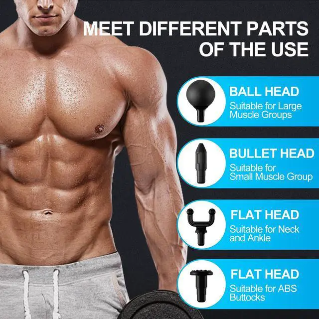 Alt view image 4 of 6 - _Mega Brand Mini Massage Gun,Portable Deep Tissue Muscle Fashion Back Massager, Handheld Percussion Massager for Pain Relief with 6 Intensities, 4 Heads, Gifts for Men and Women