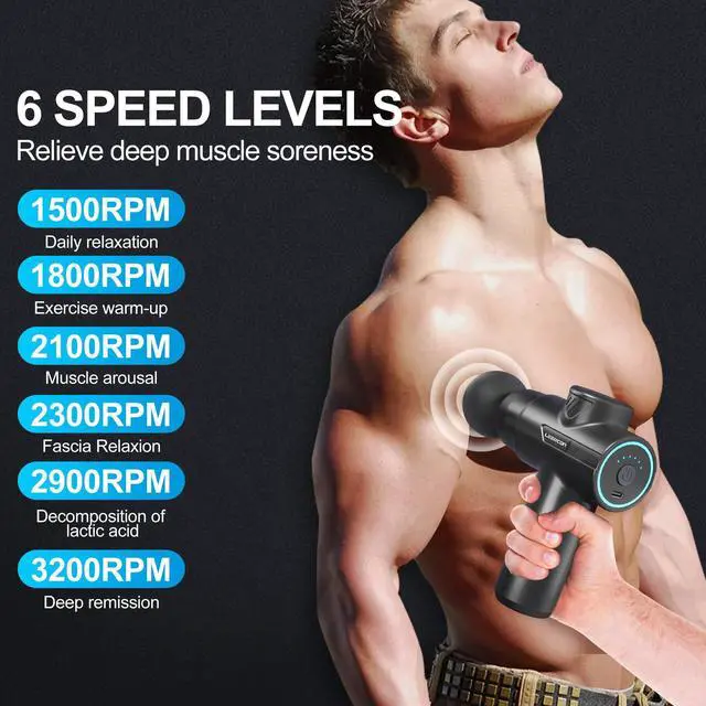 Alt view image 5 of 6 - _Mega Brand Mini Massage Gun,Portable Deep Tissue Muscle Fashion Back Massager, Handheld Percussion Massager for Pain Relief with 6 Intensities, 4 Heads, Gifts for Men and Women