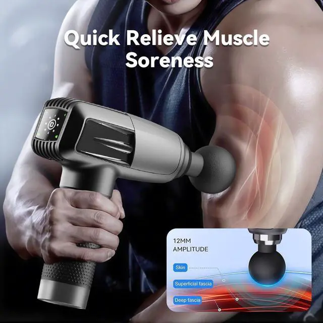 Alt view image 2 of 7 - _Mega Brand Massage Gun Deep Tissue,Birthday Gifts for Men Women,Gifts for Boyfriend Girlfriend - Neck Back Massager for Pain Relief Deep Tissue with 6 Heads & 8 Speeds(Grey)