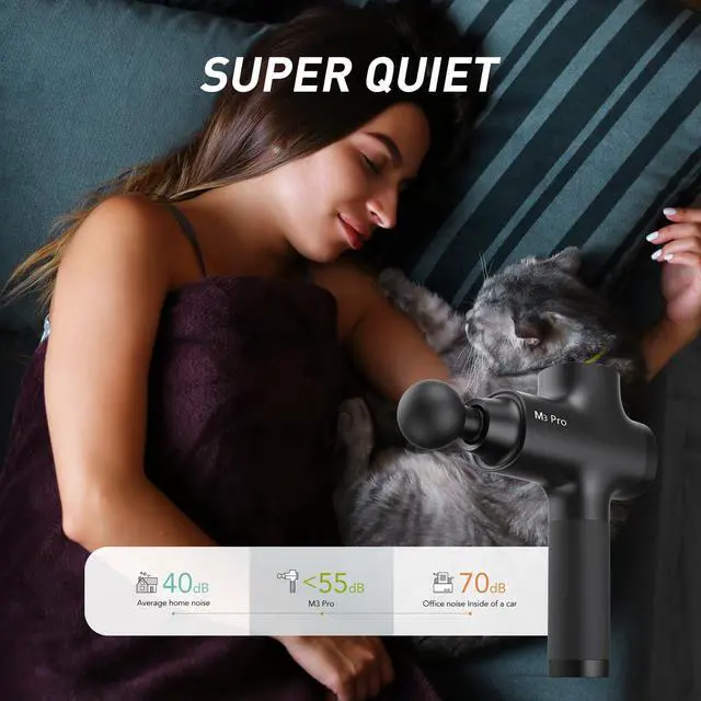 Alt view image 6 of 7 - M3 Pro 2 Massage Gun Deep Tissue Percussion Muscle Massager for Workout, Handheld Percussive Therapy Fascia Gun for Athletes Fast Recovery 4-8 Hours Long Battery Life, Powerful, Quiet, Black