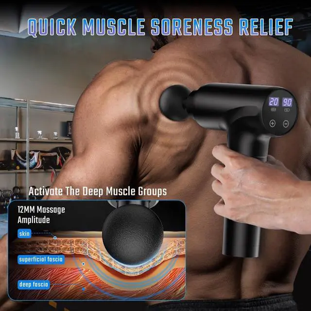 Alt view image 6 of 7 - cotsoco Massage Gun Deep Tissue, Muscle Massage Gun with 9 Attachment Heads 20 Speeds & Silent Brushless Motor for Pain Relief, Handheld Percussion Back Massager Gun for Athletes (Black)