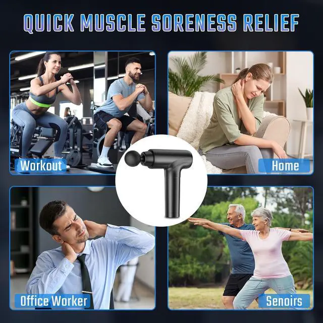 Alt view image 7 of 7 - cotsoco Massage Gun Deep Tissue, Muscle Massage Gun with 9 Attachment Heads 20 Speeds & Silent Brushless Motor for Pain Relief, Handheld Percussion Back Massager Gun for Athletes (Black)