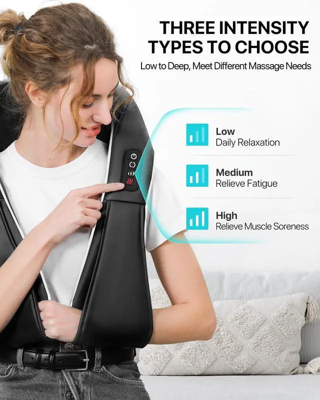 Alt view image 4 of 7 - _Mega Brand Back and Neck Massager for Pain Relief Deep Tissue with Heat,  Kneading Shiatsu Neck and Back Massager for Shoulder Full Body Home Office Car Use, Birthday Day Gifts for Dad Men Mom Women