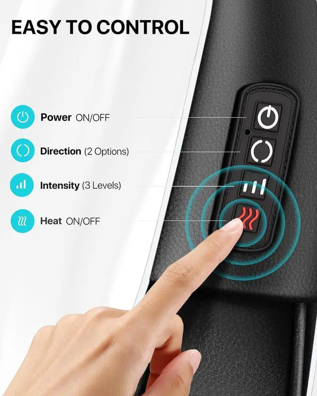 Alt view image 3 of 7 - _Mega Brand Back and Neck Massager for Pain Relief Deep Tissue with Heat,  Kneading Shiatsu Neck and Back Massager for Shoulder Full Body Home Office Car Use, Birthday Day Gifts for Dad Men Mom Women