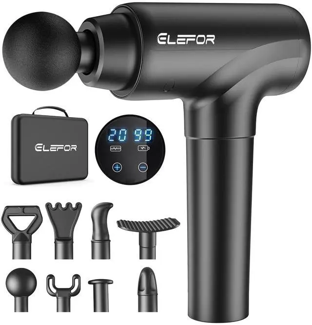 Main image of Elefor Massage Gun Deep Tissue,Percussion Back Massager Gun for Athletes Muscle Massage Gun for Pain Relief with 8 Massage Heads & 20 Speeds (Matte Black)