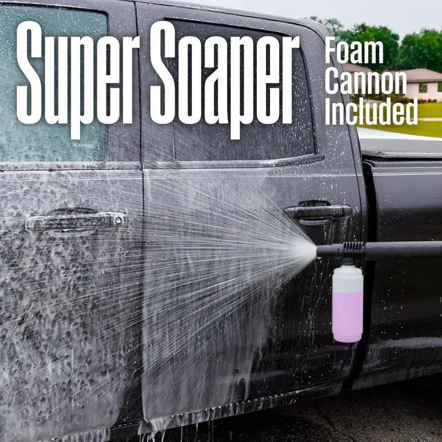 Alt view image 3 of 7 - _Mega Brand ePX3050 Electric Pressure Washer, 2100 Max PSI 1.76 Max GPM with Foam Cannon, for Cars/Fences/Driveways/Home/Patios