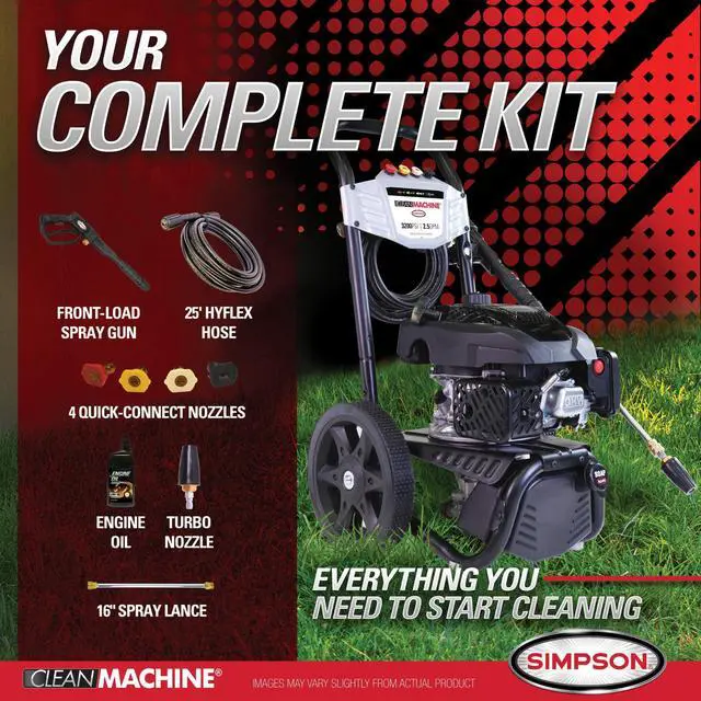 Alt view image 5 of 7 - _Mega Brand Cleaning 3200 PSI Gas Pressure Washer, 2.5 GPM Power Washer with Soap Tank and Turbo Nozzle, 25-Foot HyFlex Hose, Clean Machine, 49-State (CM61456)