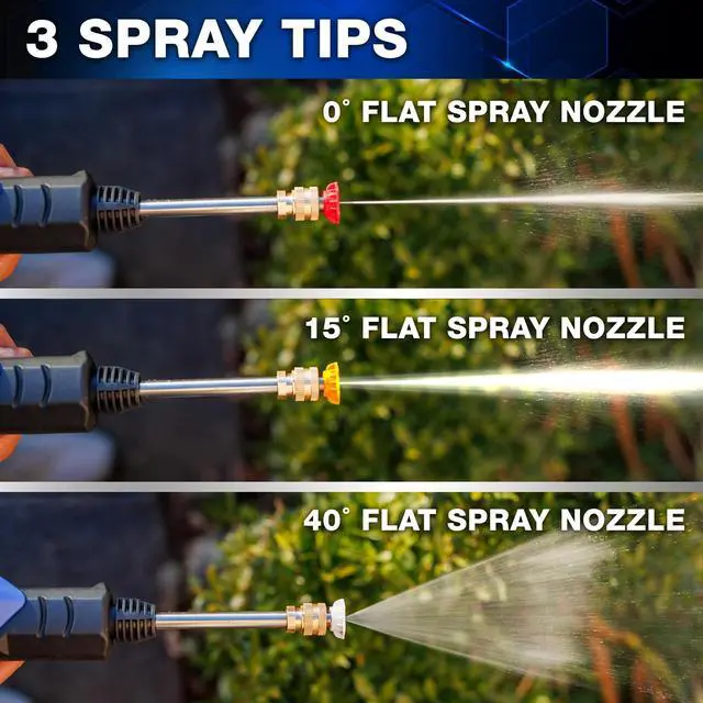 Alt view image 3 of 7 - _Mega Brand Turbo Jet HydroX5 Pro Portable Cordless Pressure Washer (21V 3000mAh Battery), 6-in-1 Nozzle, Dual Water Source, 16ft Detachable Hose