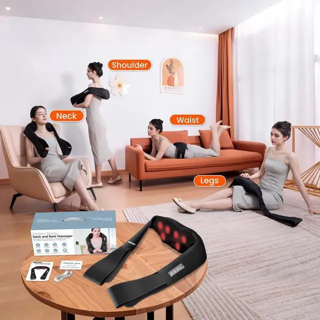 Alt view image 4 of 7 - Cordless Neck Massager for Pain Relief Deep Tissue, Rechargeable Shiatsu Neck and Back Massager with Heat Kneading Shoulder Massage for Body Muscle Pain Relief,Gifts for Dad Mom Friends