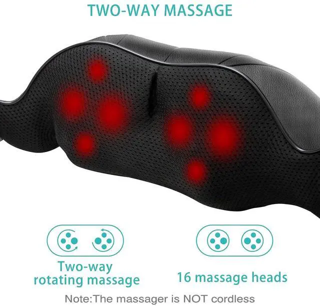Alt view image 3 of 7 - AERLANG Shiatsu Back and Neck Massager, Back Massager Deep Tissue Kneading Neck and Shoulder Massage with Heat, Electric Massage Pillow Fathers Day Gift Ideas from Daughter Son(NOT Cordless)