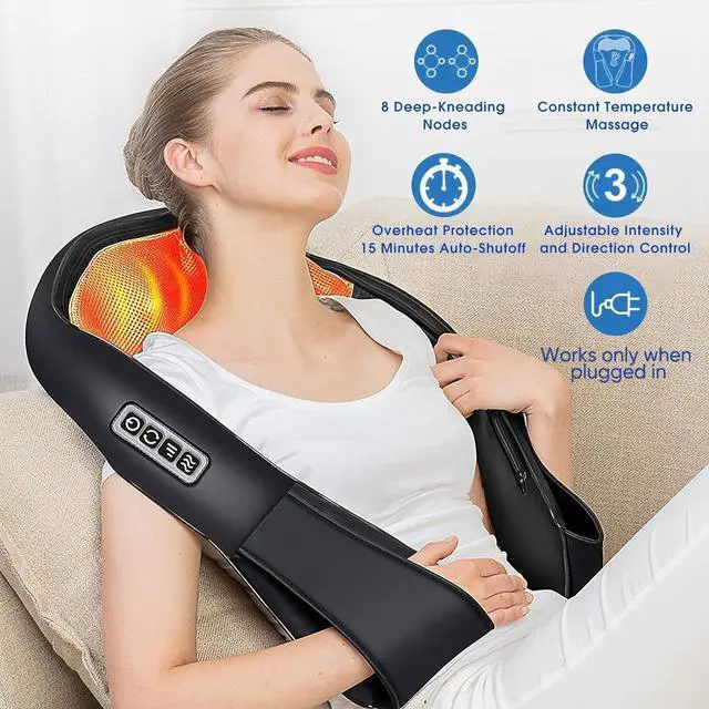 Alt view image 4 of 7 - AERLANG Shiatsu Back and Neck Massager, Back Massager Deep Tissue Kneading Neck and Shoulder Massage with Heat, Electric Massage Pillow Fathers Day Gift Ideas from Daughter Son(NOT Cordless)