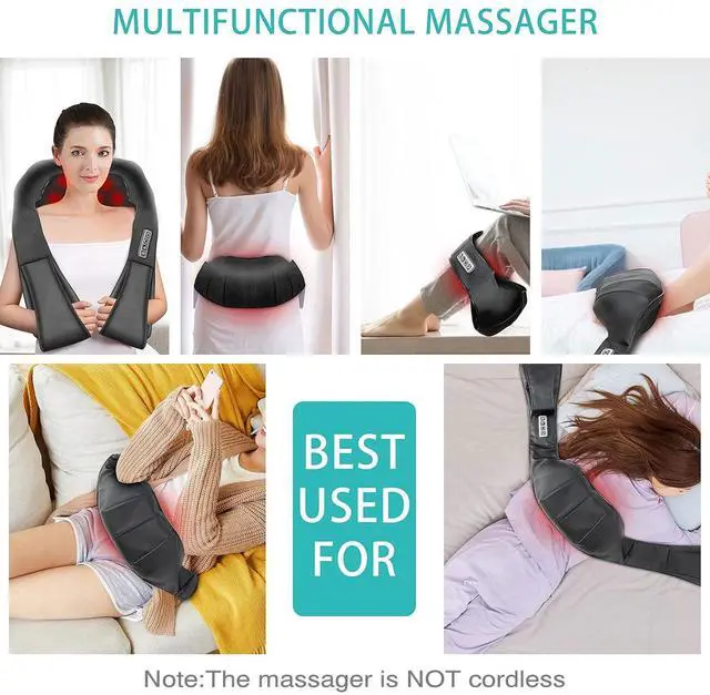 Alt view image 5 of 7 - AERLANG Shiatsu Back and Neck Massager, Back Massager Deep Tissue Kneading Neck and Shoulder Massage with Heat, Electric Massage Pillow Fathers Day Gift Ideas from Daughter Son(NOT Cordless)