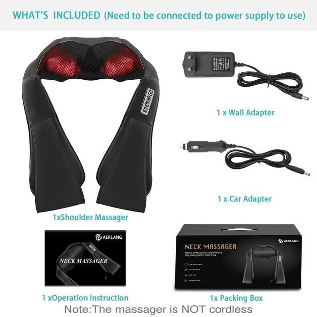 Alt view image 6 of 7 - AERLANG Shiatsu Back and Neck Massager, Back Massager Deep Tissue Kneading Neck and Shoulder Massage with Heat, Electric Massage Pillow Fathers Day Gift Ideas from Daughter Son(NOT Cordless)