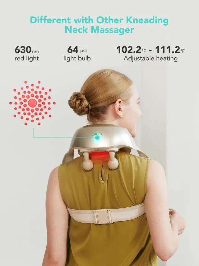 Alt view image 4 of 7 - _Mega Brand Neck Massager for Pain Relief Deep Tissue Cordless Shiatsu Neck and Shoulder Massger with Heat H7 Ultra