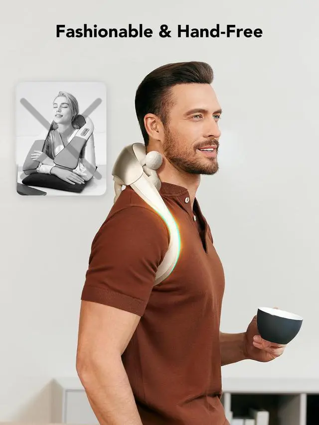 Alt view image 6 of 7 - _Mega Brand Neck Massager for Pain Relief Deep Tissue Cordless Shiatsu Neck and Shoulder Massger with Heat H7 Ultra