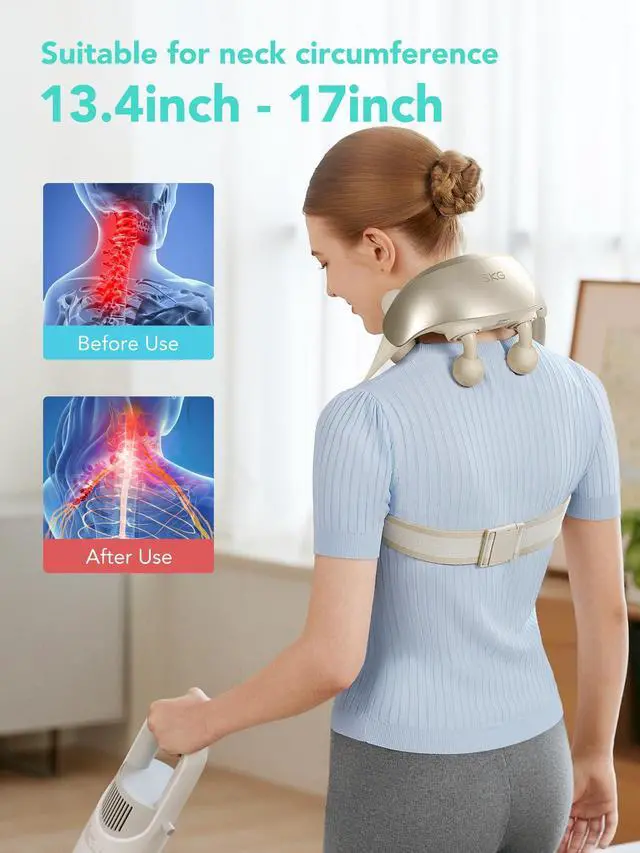 Alt view image 7 of 7 - _Mega Brand Neck Massager for Pain Relief Deep Tissue Cordless Shiatsu Neck and Shoulder Massger with Heat H7 Ultra