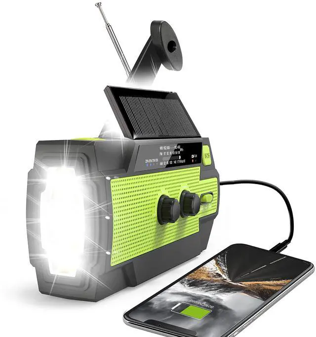 Main image of Emergency Crank Weather Radio, 14800mWh Solar Hand Crank Portable AM/FM/NOAA Weather Radio with 1W 3 Mode Flashlight & Reading Lamp, Cell Phone Charger, SOS for Home and Emergency