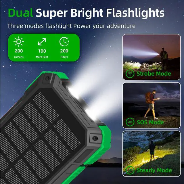Alt view image 7 of 7 - _Mega Brand Solar Charger Power Bank 49800mAh Wireless Portable Phone Charger, 22.5W QC3.0 Fast Charging Built in 4 Cables with USB C 6 Outputs & 2 Inputs for All Cell Phone