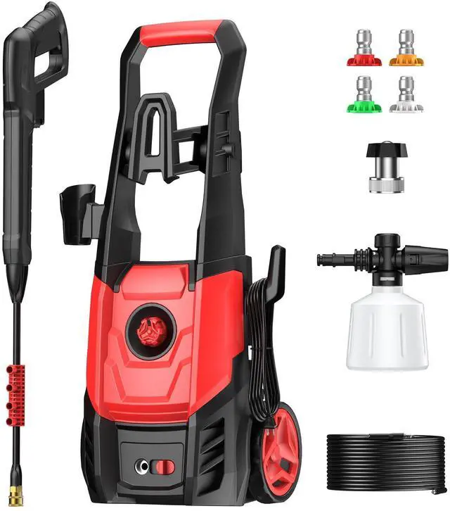 Main image of _Mega Brand Electric Pressure Washer, 2.5 GPM Power Washer with 4 Quick Connect Nozzles & Foam Cannon, Portable High Pressure Washer Cleaning Machine for Cars Fences Driveways Patios