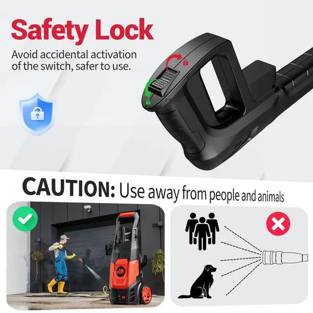 Alt view image 5 of 7 - _Mega Brand Electric Pressure Washer, 2.5 GPM Power Washer with 4 Quick Connect Nozzles & Foam Cannon, Portable High Pressure Washer Cleaning Machine for Cars Fences Driveways Patios