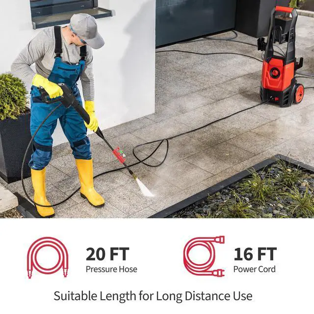 Alt view image 6 of 7 - _Mega Brand Electric Pressure Washer, 2.5 GPM Power Washer with 4 Quick Connect Nozzles & Foam Cannon, Portable High Pressure Washer Cleaning Machine for Cars Fences Driveways Patios